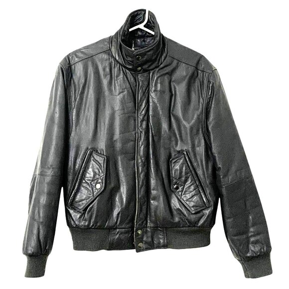 Vtg 80s Members Only Mens Dark Gray Leather Lined Moto Jacket Mens SZ 40 - Picture 2 of 16